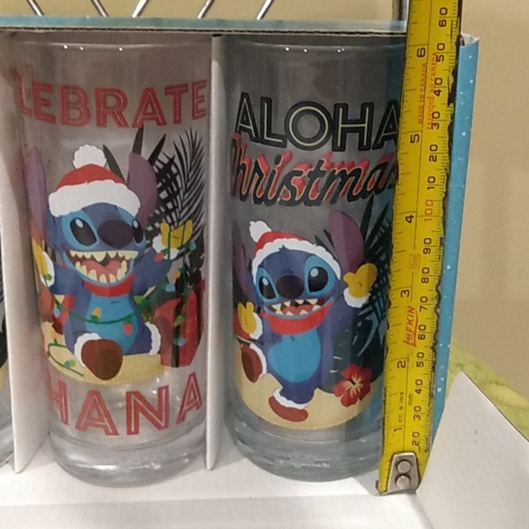 Disney Stitch Christmas glassware  Set Of 4 Juice Glasses Kitchen Drinking Glass - Picture 8 of 13